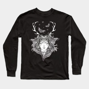 Hand Drawn Shaman Tshirt Forest Fairy Folklore Witch Long Sleeve T-Shirt